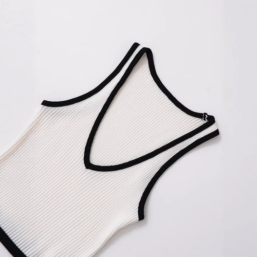 Color blocking patchwork hem knitted T-shirt top for women